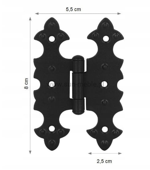 ZAWIASY OZDOBNE CZARNY MAT ( 2szt zamontowane )