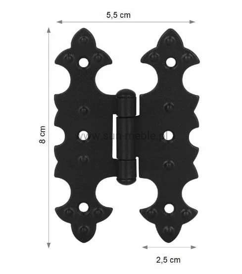 ZAWIASY OZDOBNE CZARNY MAT ( 2szt zamontowane )